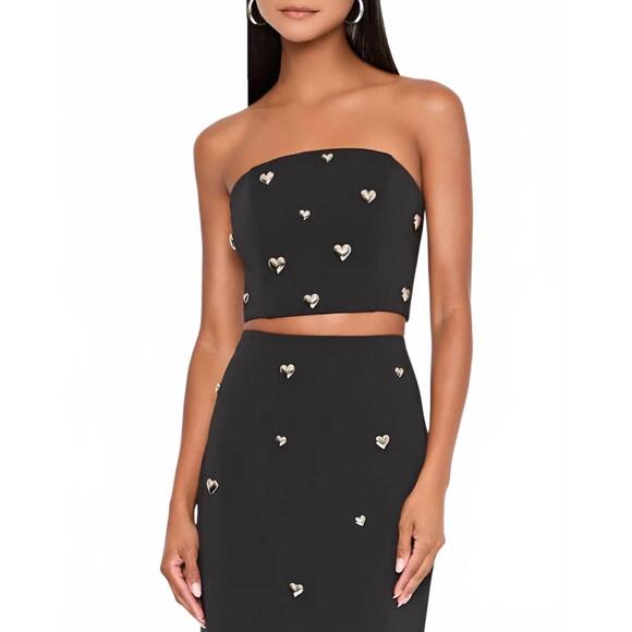 NEW MILLY sharlee heart applique tube top in black